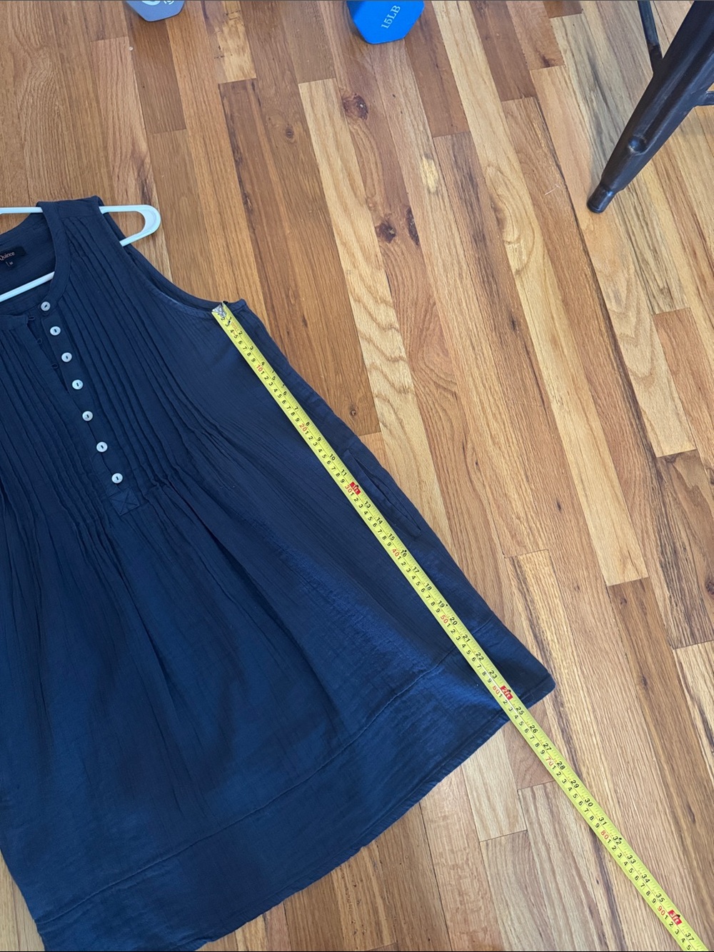 Quince Navy organic Cotton Sleeveless Pintuck Button-Front Dress medium - Picture 13 of 17